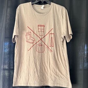 Tan and Glitter Rust Graphic Fall T-Shirt